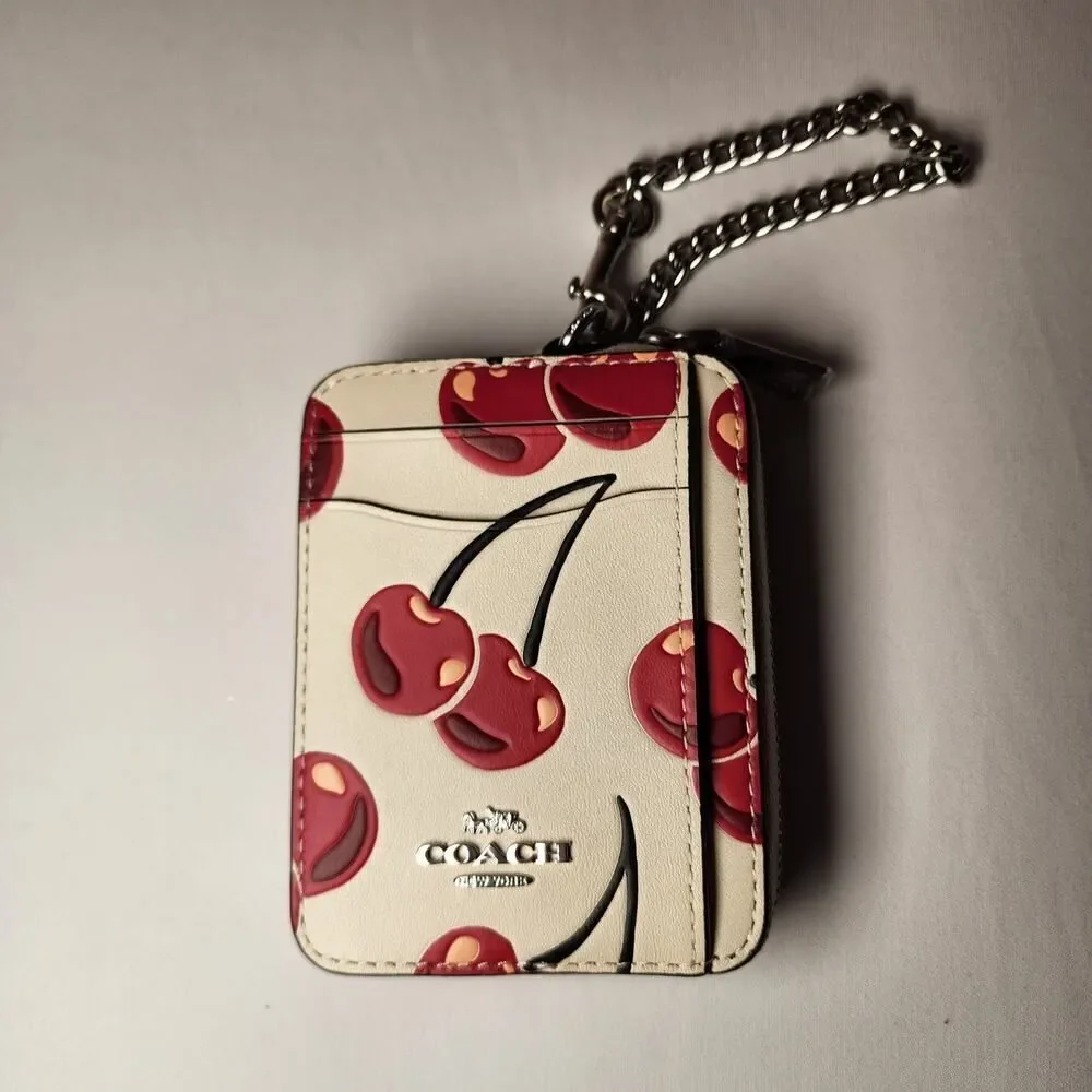 NWT Coach CZ761 Zip Card Case With Cherry Print - Picture 3 of 4